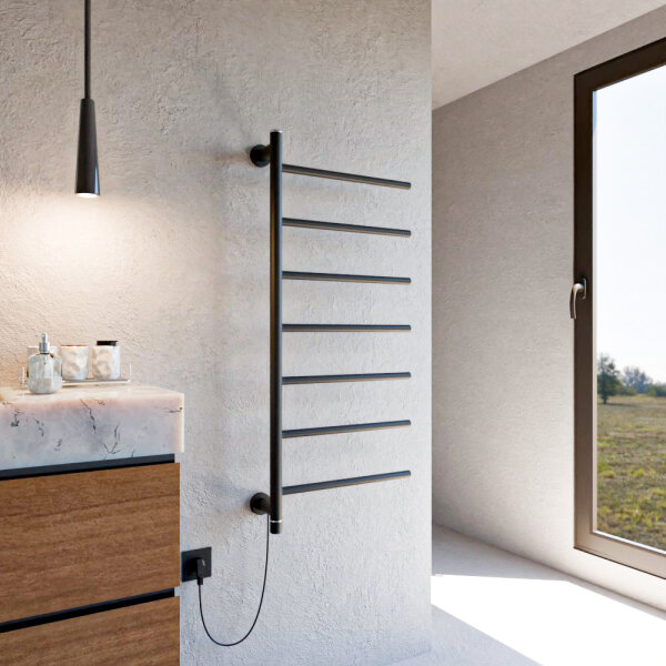 GAITE sèche serviette électrique sans fluide Noir 50 x 100 cm