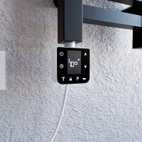 FRAICHE sèche serviette électrique radiateur salle de bain électrique Noir 20 x 100 cm avec résistance intelligente