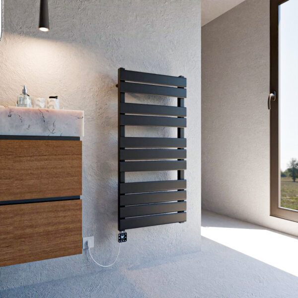 JOIE sèche serviette électrique radiateur salle de bain électrique Noir 50 x 100 cm avec résistance intelligente