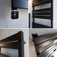 JOIE sèche serviette électrique radiateur salle de bain électrique Noir 50 x 100 cm avec résistance intelligente