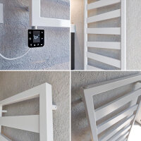 TENDRE sèche serviette électrique radiateur salle de bain électrique Blanc 50 x 134 cm avec résistance intelligente