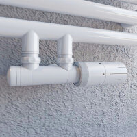 BONNET sèche serviette radiateur salle de bain Blanc 50 x 140 cm avec vanne thermostatique