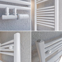 BONNET sèche serviette radiateur salle de bain Blanc 50 x 140 cm avec vanne thermostatique
