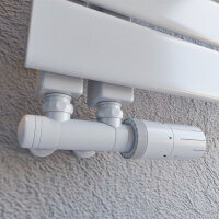 CLARTE sèche serviette radiateur salle de bain Blanc 50 x 115 cm avec vanne thermostatique
