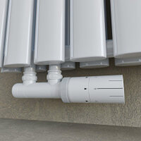 ELITE radiateur eau chaude œil-de-chat Blanc 100 x 60 cm avec vanne thermostatique