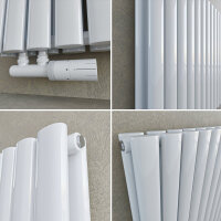 ELITE radiateur eau chaude œil-de-chat Blanc 100 x 60 cm avec vanne thermostatique